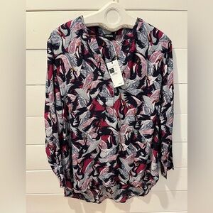 OLSEN Printed Blouse with Crane Pattern – NWT – Size US 14